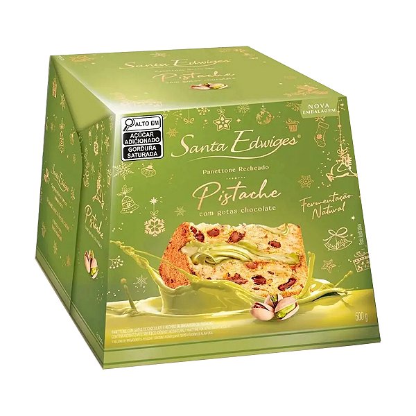 Panettone Recheado de Brigadeiro de Pistache com Gotas de Chocolate Santa Edwiges 500g
