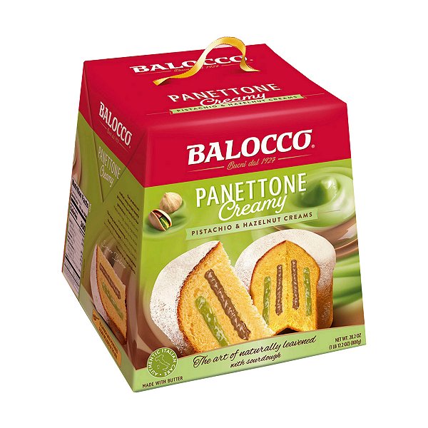 Panettone com Creme de Pistache e Avelã Balocco 800g