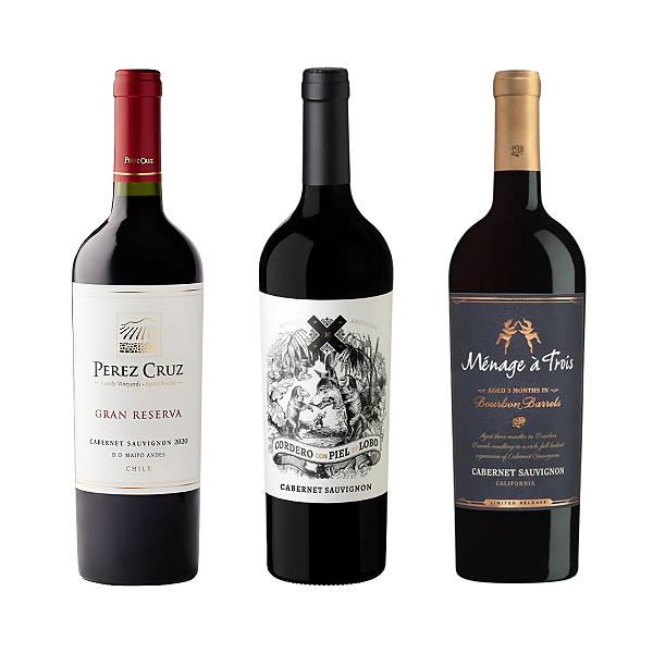 Kit 3 Vinhos Cabernet Sauvignon – Chile, Argentina e EUA