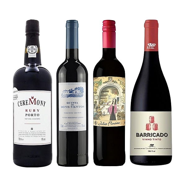 Kit 4 Vinho Português Bons Ventos Ruby Barricado Florista