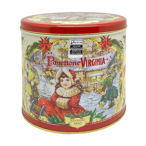 Panettone Tradicional Lata Bege/Vermelha Virginia 1kg