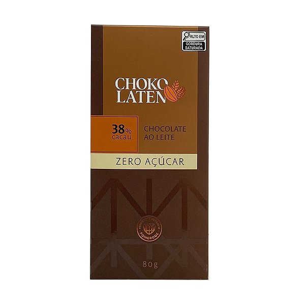 Chocolate ao Leite 38% Cacau Zero Açucar Chokolaten 80g