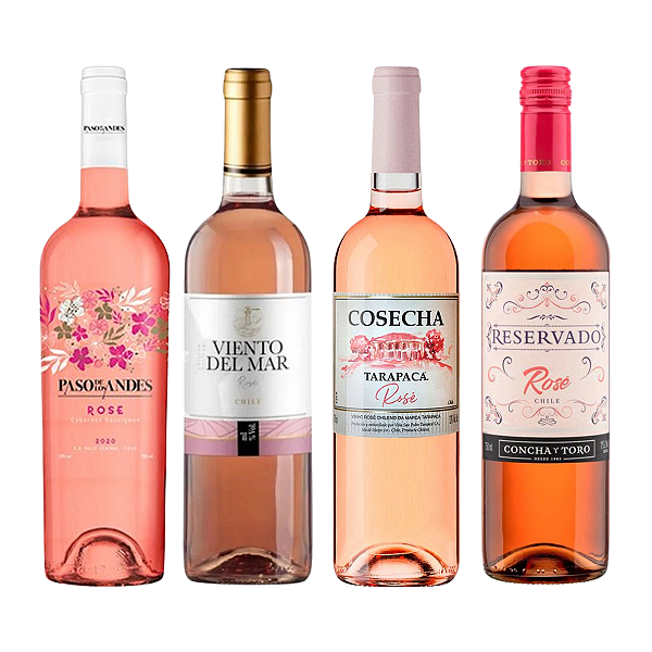 Kit 4 Vinhos Rosé Chilenos Paso Viento Tarapacá Concha