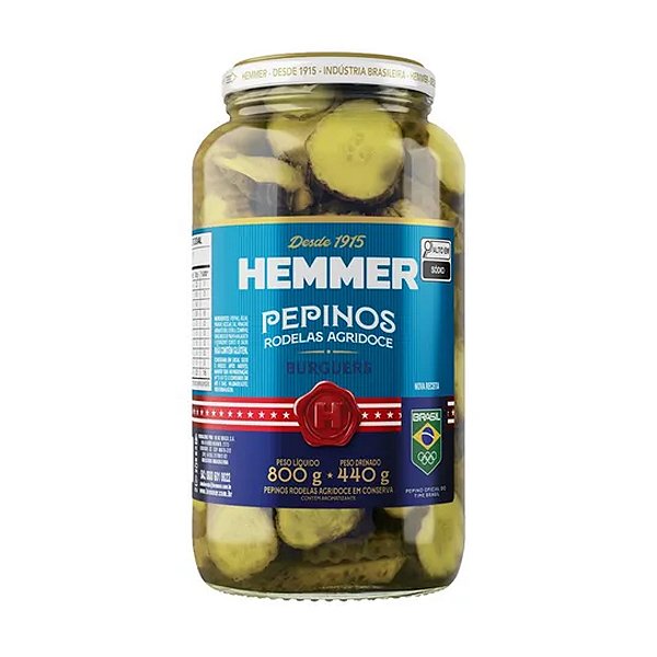 Pepino Burger Agridoce Fatiado Hemmer 440g