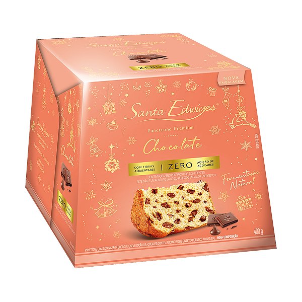 Panettone com Gotas de Chocolate Zero Açúcar Santa Edwiges 400g