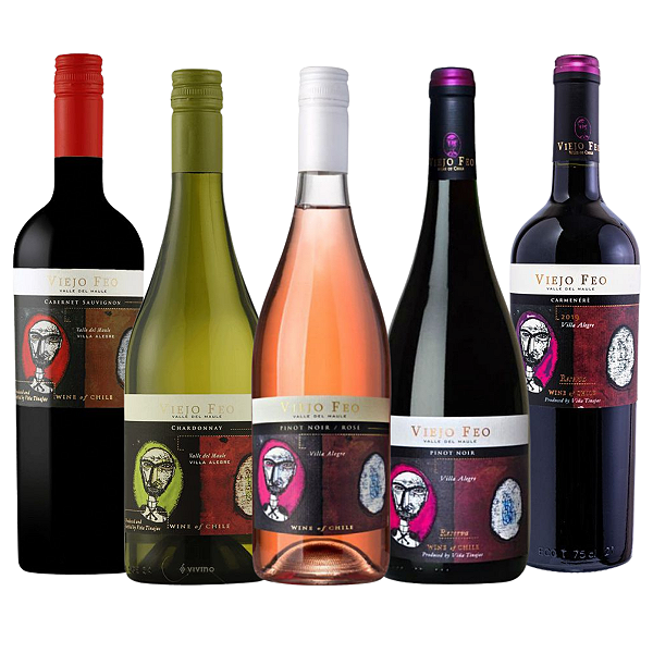 Kit 5 Vinhos Viejo Feo Degustação Completa