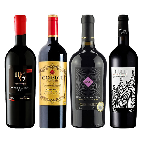 Kit 4 Vinhos Primitivo di Manduria Seleção Especial