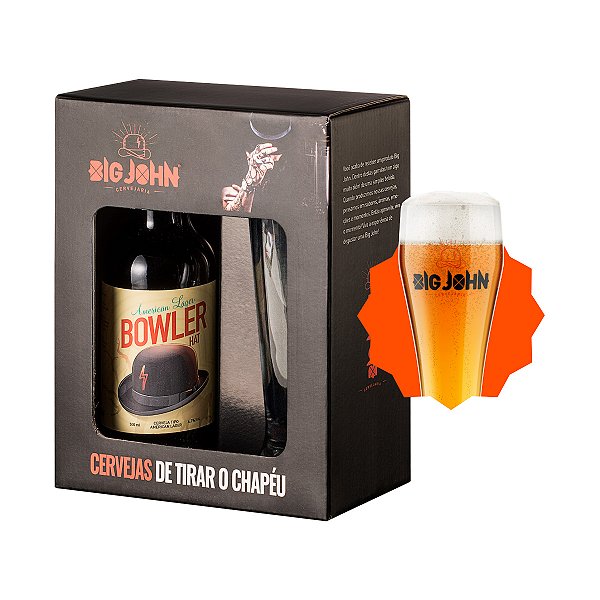Kit Cerveja Big John American Lager Bowler Hat 500ml + Taça Tulipa