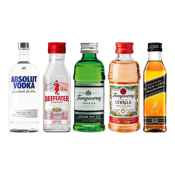 Kit Mini Destilados – Vodka, Gin e Whisky 50ml