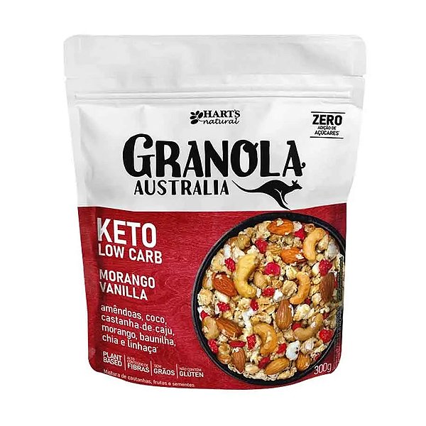 Granola Australia Keto Low Carb Morango Vanilla Hart's 300g