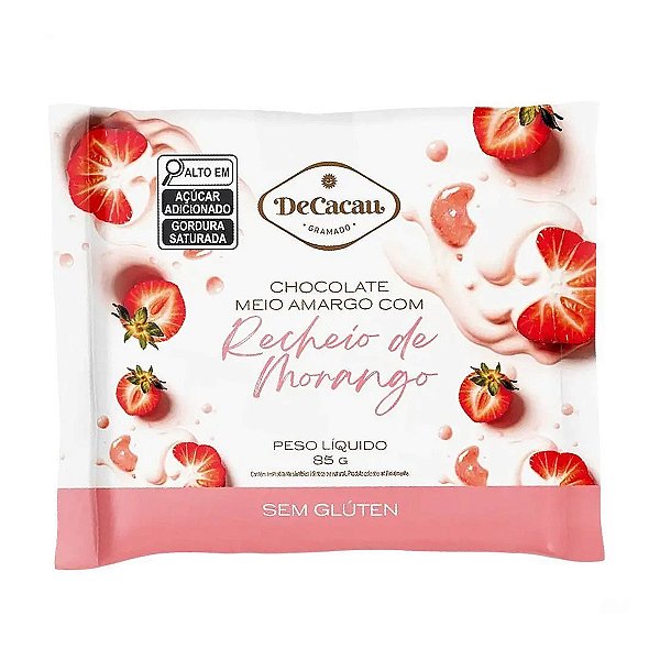 Chocolate Meio Amargo Trufado com Morango DeCacau 85g