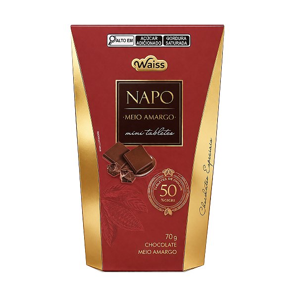 Mini Tabletes de Chocolate Napo Meio Amargo Waiss 70g