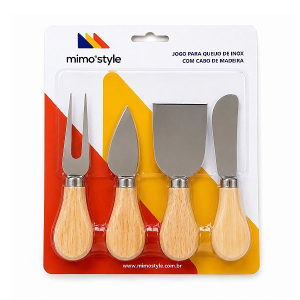 Jogo para Queijo de Inox com Cabo de Madeira Mimo Style