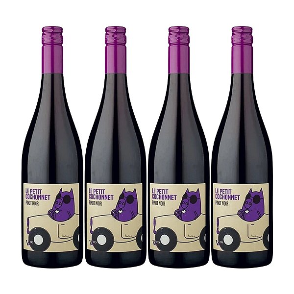 Box 4 Garrafas Vinho Le Petit Cochonnet Pinot Noir 750ml