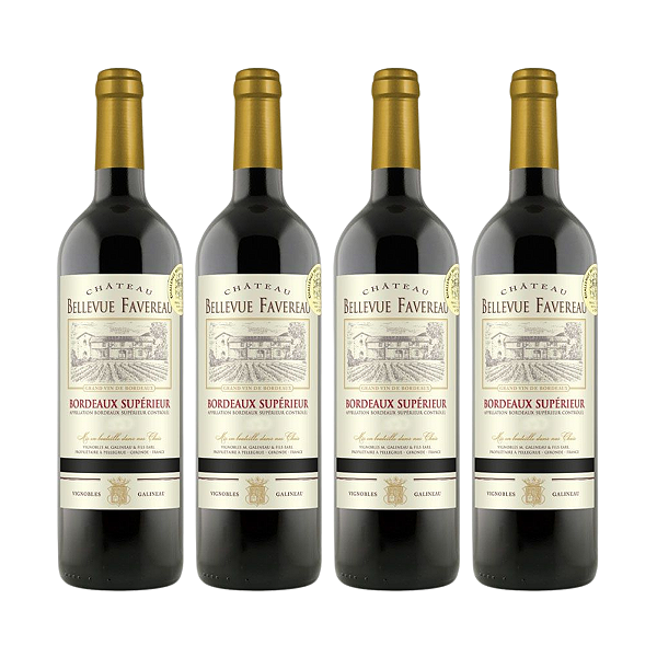 Kit 4 Vinho Tinto Seco Chateau Bellevue Favereau Bordeaux 750ml
