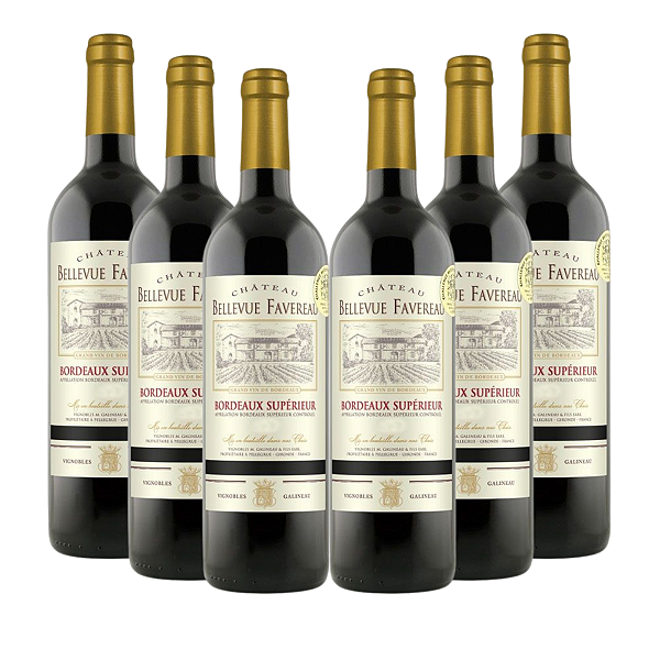Kit 6 Vinho Tinto Seco Chateau Bellevue Favereau Bordeaux 750ml