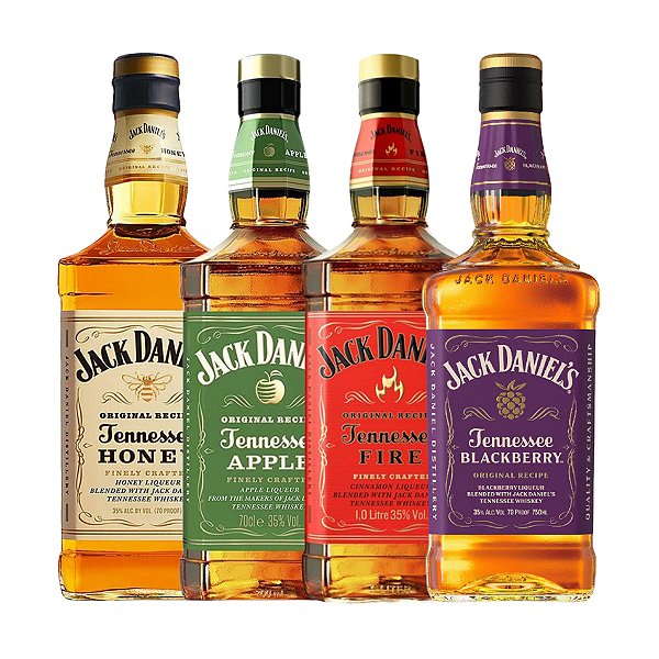 Kit 4 Jack Daniels 1L – Honey Apple Fire Blackberry 1L