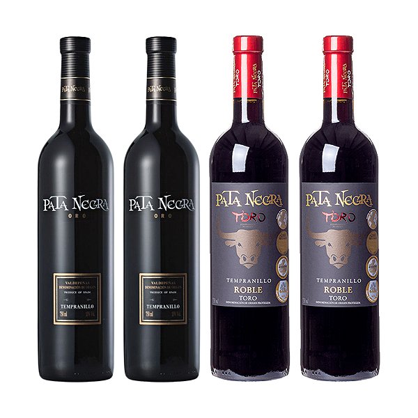 Kit 2 Pata Negra Oro + 2 Pata Negra Toro Roble Tempranillo 750ml