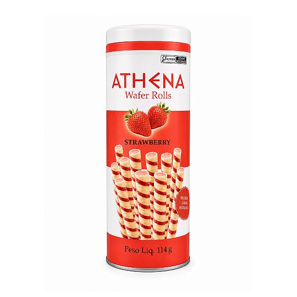 Wafer Rolls Morango Lata Athena 114g