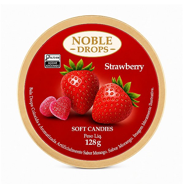 Balas de Goma Sabor Morango Noble Drops 128g