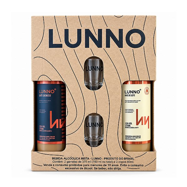 Kit Lunno com 2 Licores 375ml + 2 Copos para Dose