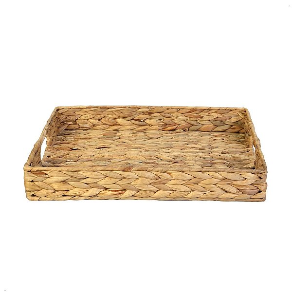 Bandeja Retangular com Alça Seagrass Natural 40x30x6cm