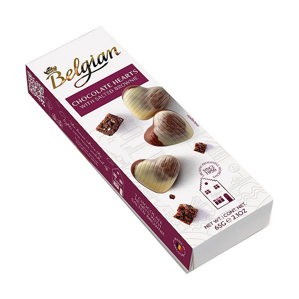 Chocolate Hearts Salted Brownie Belgian 65g
