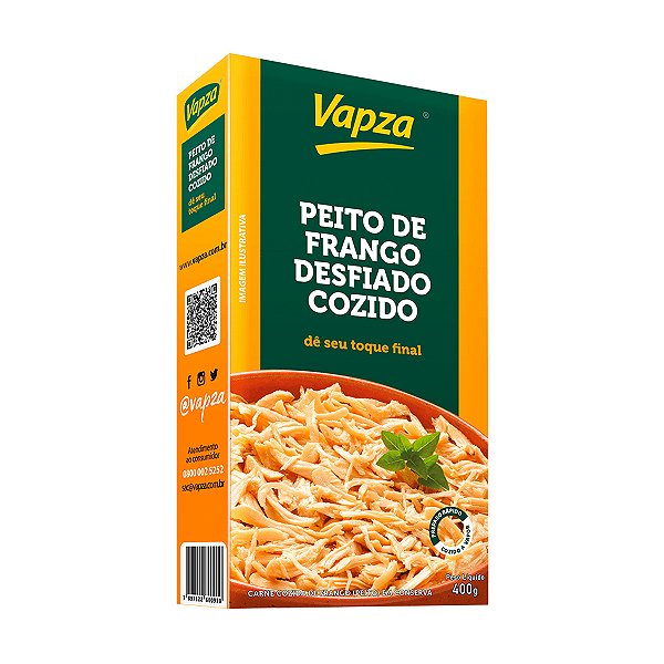 Peito de Frango Desfiado Cozido Vapza 400g
