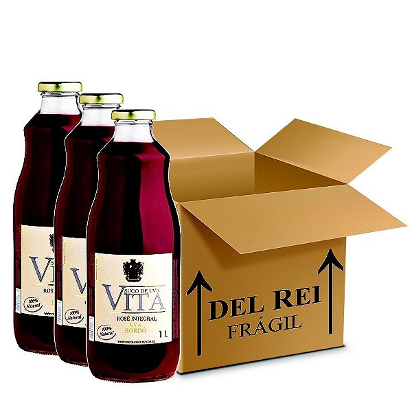 Suco De Uva Vita Rose Integral 1l - Box Com 36 Unidades