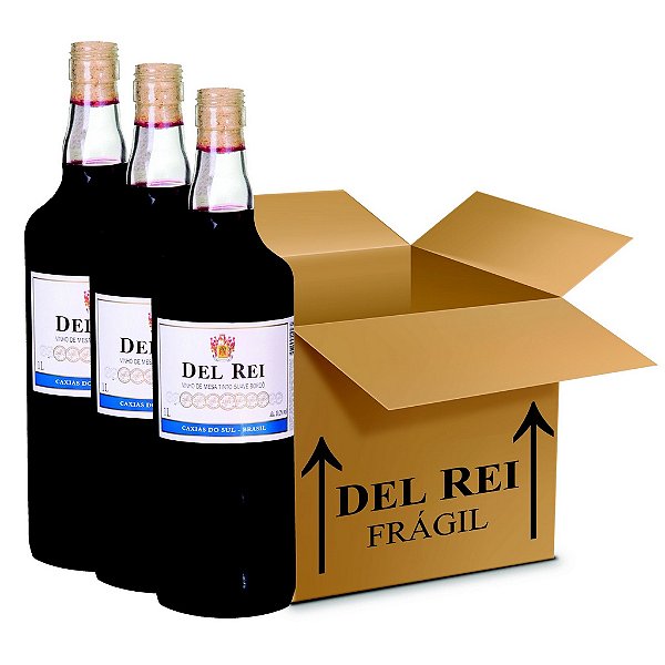 Vinho Colonial Del Rei Tinto Suave Bordo 1l - Box Com 12 Unidades