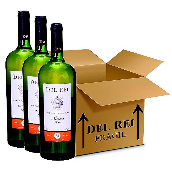 Vinho Del Rei Branco Suave Niagara 1l - Box Com 36 Unidades