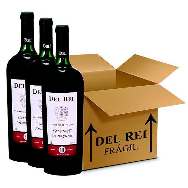Vinho Del Rei Fino Tinto Seco Cabernet Sauvignon 1l - Box Com 12 Unidades