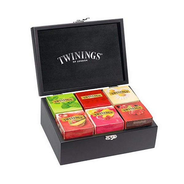 Kit com 6 Chás Twnings Caixa Madeira Preta 97,5G