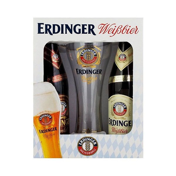 Kit de Cerveja Erdinger 2 garrafas 500ml + 1 Copo