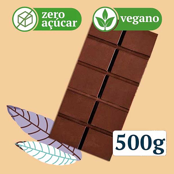 Barra 500g Chocolate 50% Cacau ao Leite de Aveia adoçado com Tâmara - Zero Açúcar