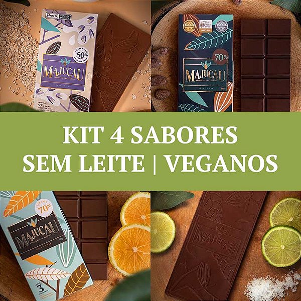 Kit de 4 Barras de Chocolate Sem Leite | Veganos