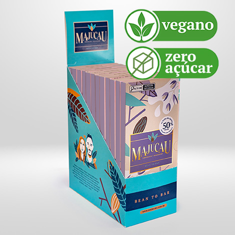 Display de Chocolate ao Leite de Aveia 50% cacau Adoçado com Tâmara - Zero Açúcar 12 Barras | 70g cada