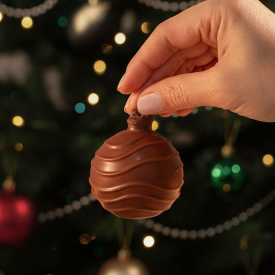 Bola de Natal de Chocolate ao Leite 52% com Praliné de Castanha-de-Caju | 80g