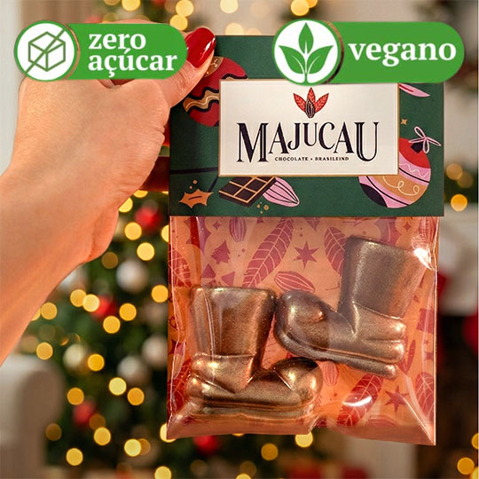 Botinha de Papai Noel Vegana Zero açúcar – Chocolate 50% Cacau ao Leite de Aveia | 40g