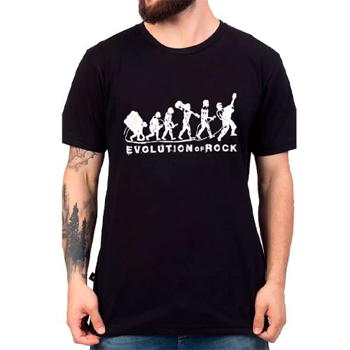 Camiseta Evolução Rock 100% Algodão - UNISSEX