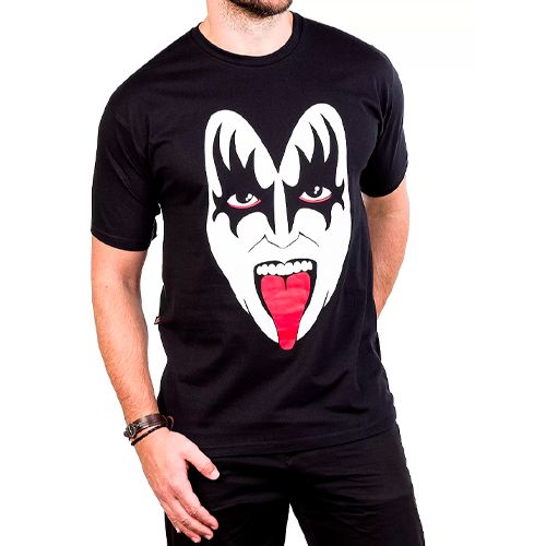 Camiseta Kiss Mascara de Gene Simmons Gola Redonda