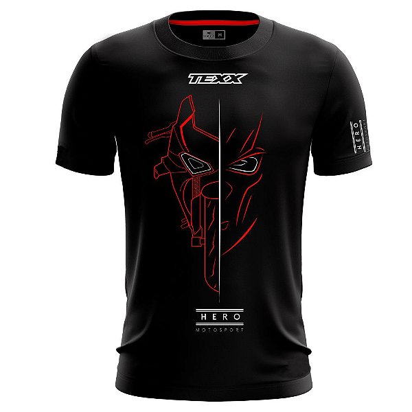 Camiseta Texx Preta Vermelha Hero