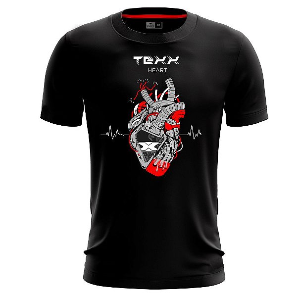 Camiseta Texx Preta Vermelha Heart