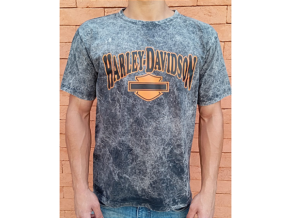 CAMISETA ESTONADA LOGO LARANJA