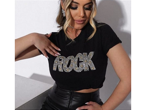 T Shirt Pedraria Preta