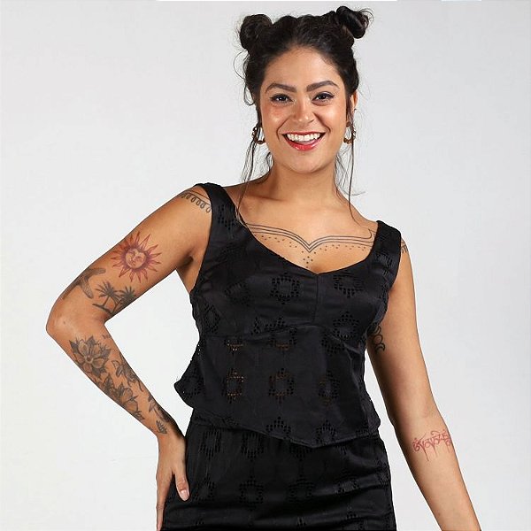 Cropped Laise Preto