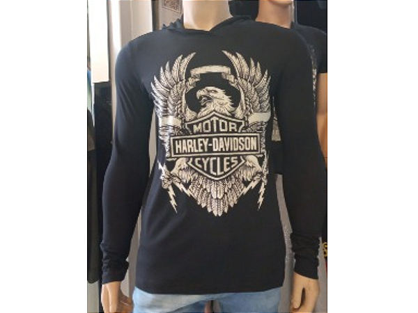 CAMISETA MANGA LONGA C/ CAPUZ PRETA