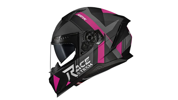 Capacete Fechado Race Tech Volt Abstrak Fosco Preto Rosa