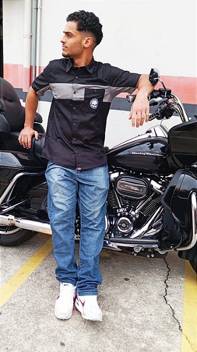Camisa Casual Harley Davidson Preto/ Cinza