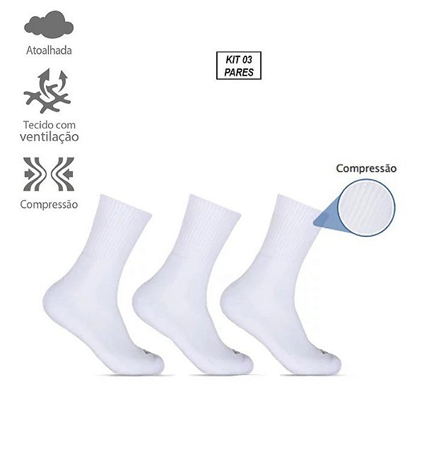 KIT MEIAS HOAHI CANO MÉDIO C/3 PARES MASCULINA